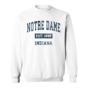 Notre Dame Indiana In Vintage Athletic Navy Sports Sweatshirt - Monsterry UK