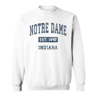 Notre Dame Indiana In Vintage Athletic Navy Sports Sweatshirt - Monsterry