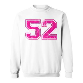 Number 52 Varsity Distressed Vintage Sport Team Player's Sweatshirt - Monsterry DE