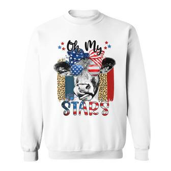 Oh-My Stars Cow Highland Cow Highland Cow With 4Th July Sweatshirt - Monsterry DE