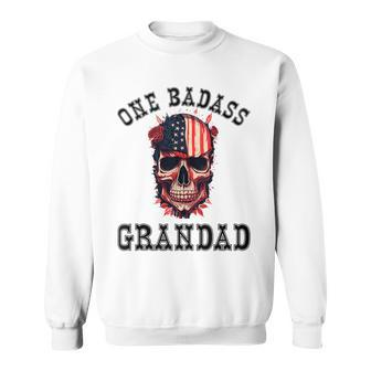 One Badass Grandad Usa Vintage Fathers Day Grunge Sweatshirt - Thegiftio UK