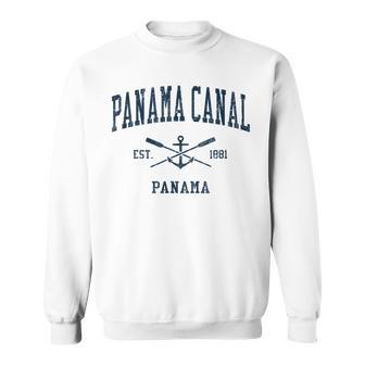 Panama Canal Vintage Navy Crossed Oars & Boat Anchor Sweatshirt - Monsterry UK