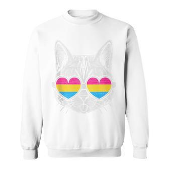 Pansexual Cat With Glasses Lgbt Pride Sweatshirt - Thegiftio UK