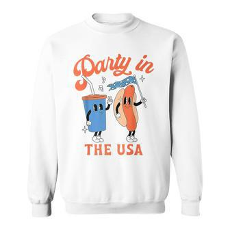 Party In The Usa Hot Dog Love Usa Fourth Of July Sweatshirt - Monsterry
