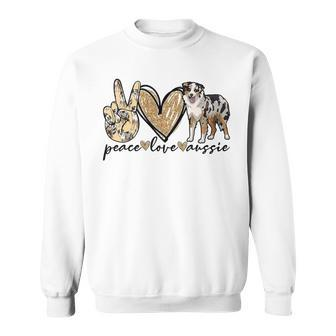 Peace Love Aussie Australian Shepherd Dog Pets Animals Sweatshirt - Monsterry UK