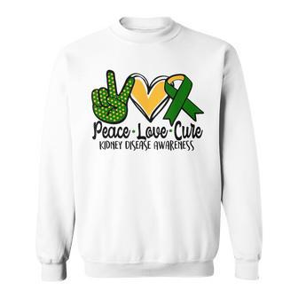 Peace Love Cure Kidney Disease Awareness March Green Ribbon Sweatshirt - Monsterry AU