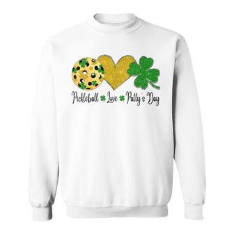 Peace Love Patty's Day Pickleball Shamrocks St Patrick's Day Sweatshirt - Thegiftio UK