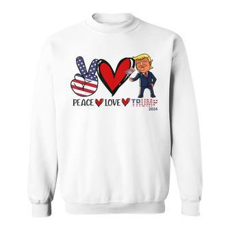 Peace Love Trump 2024 Us Flag President Trump Return Support Sweatshirt - Monsterry