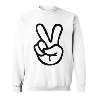 Peace Sign Fingers Peace Sign Hand Sweatshirt - Monsterry