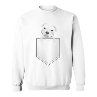 Pocket Pitbull White Puppy Cute Sweatshirt - Monsterry DE