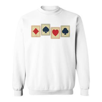 Poker Playing Cards Four Aces Spade Diamond Clover Heart Sweatshirt - Monsterry