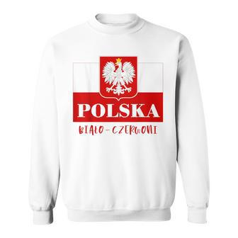 Polska Bialo-Czerwoni Polnische Flagge Polnisches Emblem Weißer Adler Sweatshirt - Seseable