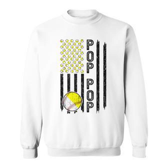 Pop Pop American Flag Softball Baseball Pop Pop Grandpa Sweatshirt - Monsterry UK