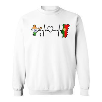 Portugal India Flag Portuguese Indian Heartbeat Sweatshirt - Monsterry