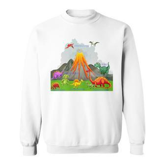 Prehistoric Landscape Dinosaurs Volcano Mountains Sweatshirt - Monsterry UK