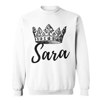 Prenom Sara Text Apparel Couronne Noir Sweater e - Cadeauxyz