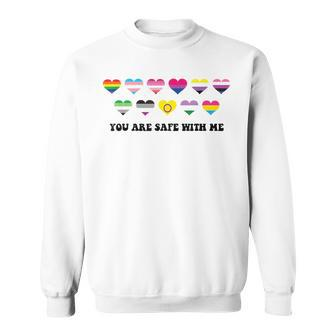 Proud Ally You Are Safe With Me Pride Month Lgbtq Sweatshirt - Seseable