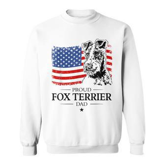 Proud Fox Terrier Dad American Flag Dog Sweatshirt - Monsterry UK