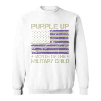 Purple Up Month Of The Military Child Us Flag Sweatshirt - Monsterry DE