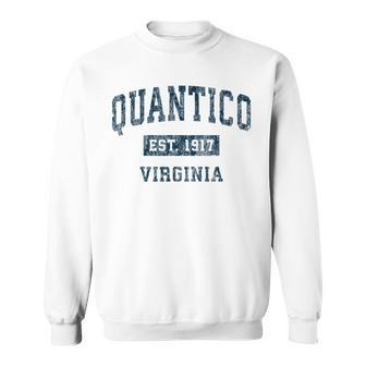 Quantico Virginia Va Vintage Sports Navy Print Sweatshirt - Monsterry AU