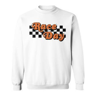 Race Day Checkered Flag Racing Driver Cheer Mama Sweatshirt - Seseable