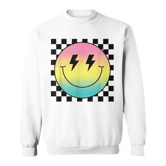 Rainbow Smile Face Cute Checkered Smiling Happy Face Sweatshirt | Mazezy CA