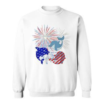 Red White Blue Dolphin Fireworks 4Th Of July Sweatshirt - Monsterry