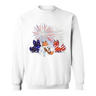 Red White Blue Fox Fireworks Patriotic 4Th Of July Sweatshirt - Monsterry