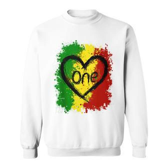 Reggae Heart One Love Rasta Reggae Music Jamaica Vacation Sweatshirt - Seseable