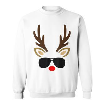 Reindeer Face Glasses Christmas Costume Pajama Boys Kid Sweatshirt - Thegiftio UK
