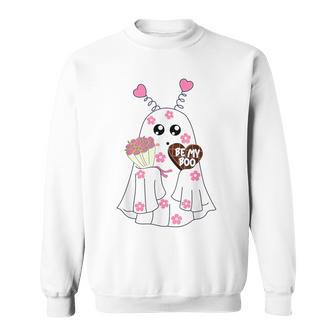 Retro Be My Boo Cute Ghost With Balloon Valentines Day Sweatshirt - Monsterry