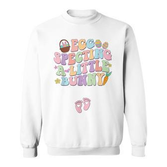 Retro Eggspecting Little Bunny Easter Pregnancy Announcement Sweatshirt | Mazezy