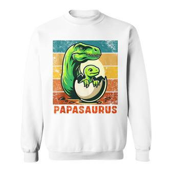Retro Papasaurus Father's Day Best Dad T-Rex Papa Dinosaur Sweatshirt - Seseable