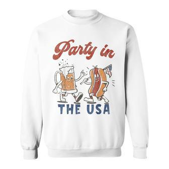 Retro Party In The Usa Beer Hot Dog Lover 4Th Of July Sweatshirt - Monsterry UK
