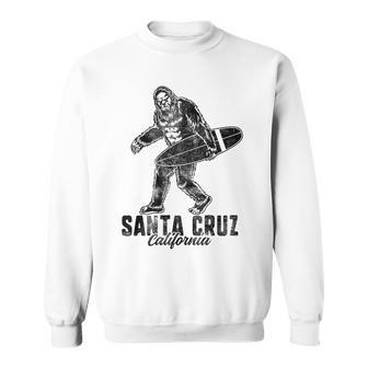 Retro Santa Cruz California Surf Bigfoot Surfer Distressed Sweatshirt - Monsterry