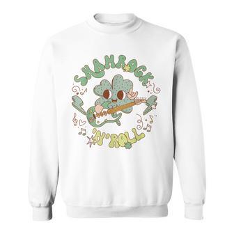 Retro Shamrock N Roll Plays Guitar St Pattys Sweatshirt - Monsterry AU