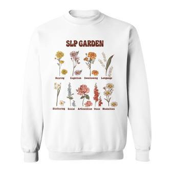 Retro Slp Garden Wildflowers Speech Language Pathologist Sweatshirt - Monsterry