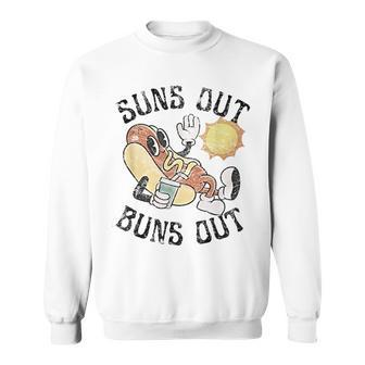 Retro Suns Out Buns Out Cute Hot Dog Bbq Fourth Of July Sweatshirt - Monsterry