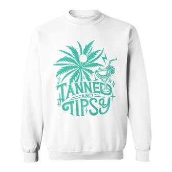 Retro Tanned And Tipsy Beach Summer Vacation On Back Sweatshirt - Monsterry UK