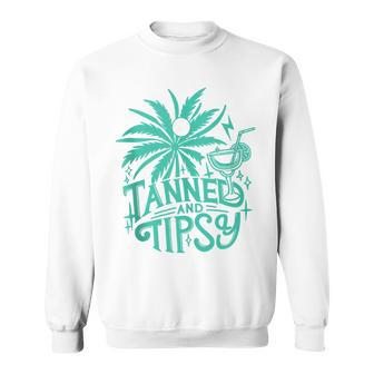 Retro Tanned And Tipsy Beach Summer Vacation Sweatshirt - Seseable