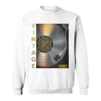 Retro Vinyl Record Doodle 40Th Birthday Vintage 1982 Sweatshirt - Monsterry