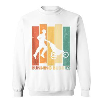 Running Buddies Buggy Baby Stroller Dad Vintage Runner Sweatshirt - Monsterry