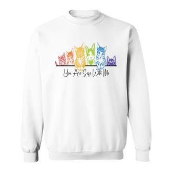 You Are Safe With Me Cats Pride Parade Lgbt Equal Rights Sweatshirt - Monsterry UK
