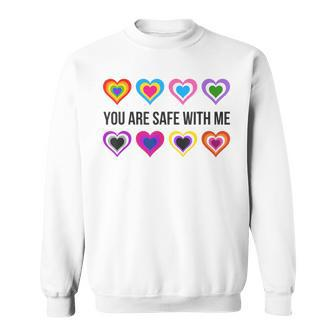You Are Safe With Me Lesbian Trans Bi Pansexual Non Binary Sweatshirt - Monsterry AU