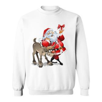 Santa Claus & Rudolph Red Nosed Reindeer Christmas Sweatshirt - Monsterry