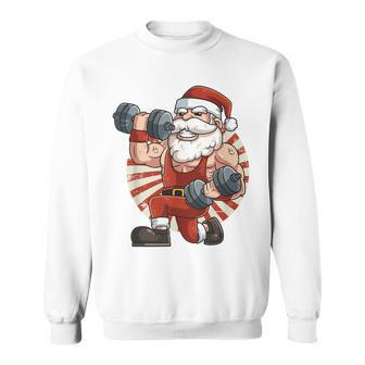 Santa Claus Weightlifting Gym Fitness Training Christmas Sweatshirt - Monsterry UK