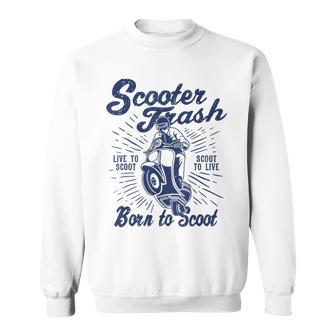 Scooter Trash Retro Distressed Style Scooter Humor Sweatshirt - Monsterry CA