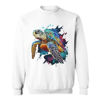 Sea Turtle Watercolor Graphic Sweatshirt | Mazezy