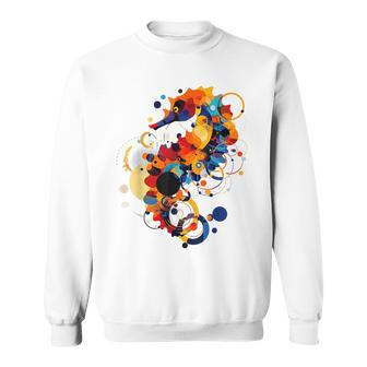 Seepferdchen Abstrakte Tier Geometrische Kunst Seepferdchen Sweatshirt - Seseable