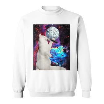 Singing Disco Cat In Space For Cat Lovers Sweatshirt - Monsterry DE